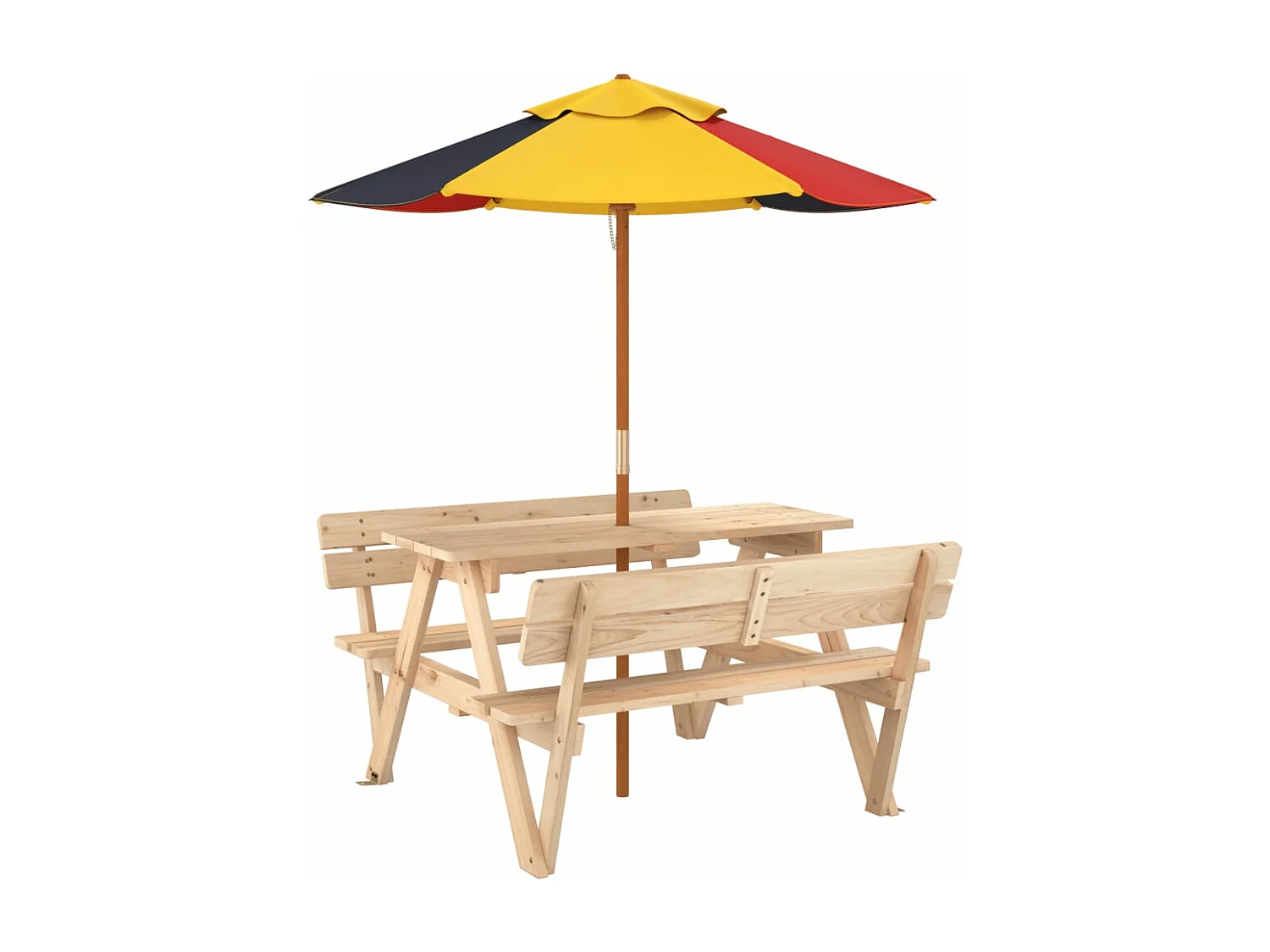 Table de pique-nique pour 4 enfants avec parasol bois de sapin