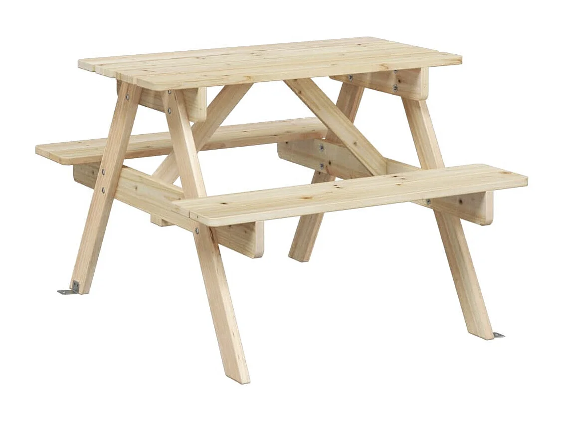 Mesa piquenique 4 crianças c/ orifício guarda-sol abeto maciço