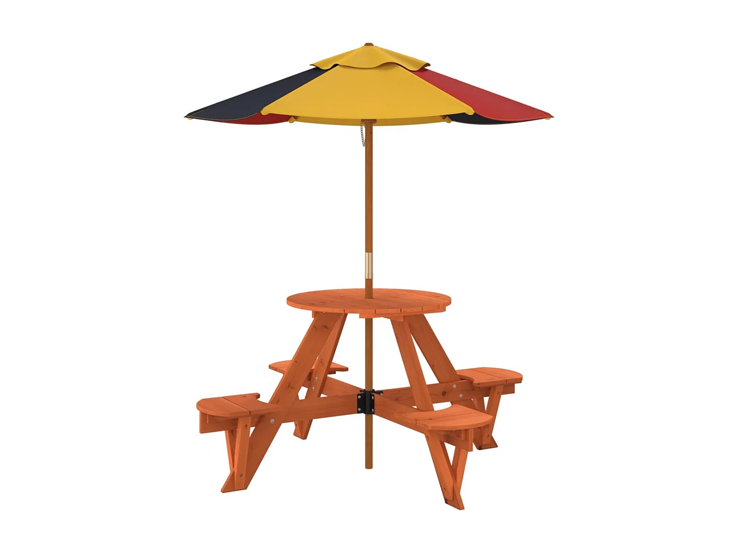 Table de pique-nique pour 4 enfants avec parasol rond sapin