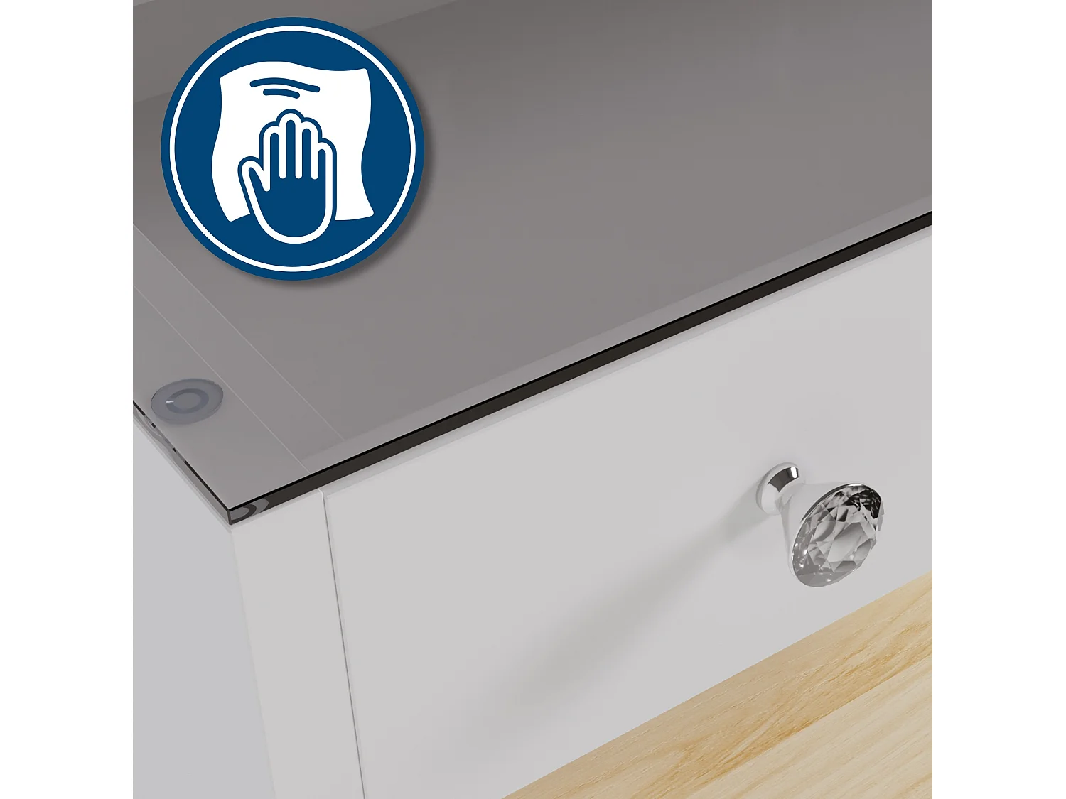 Coiffeuse - carré - Bois - 80 x 50 cm - Blanc - Mereta