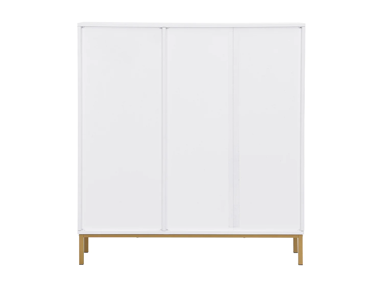 Meuble à chaussures avec banc pliable - 3 portes abattantes - Blanc & Doré
