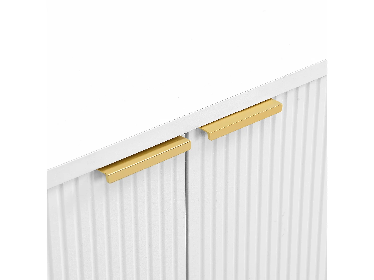 Buffet moderne - 2 portes et 3 tiroirs - Blanc