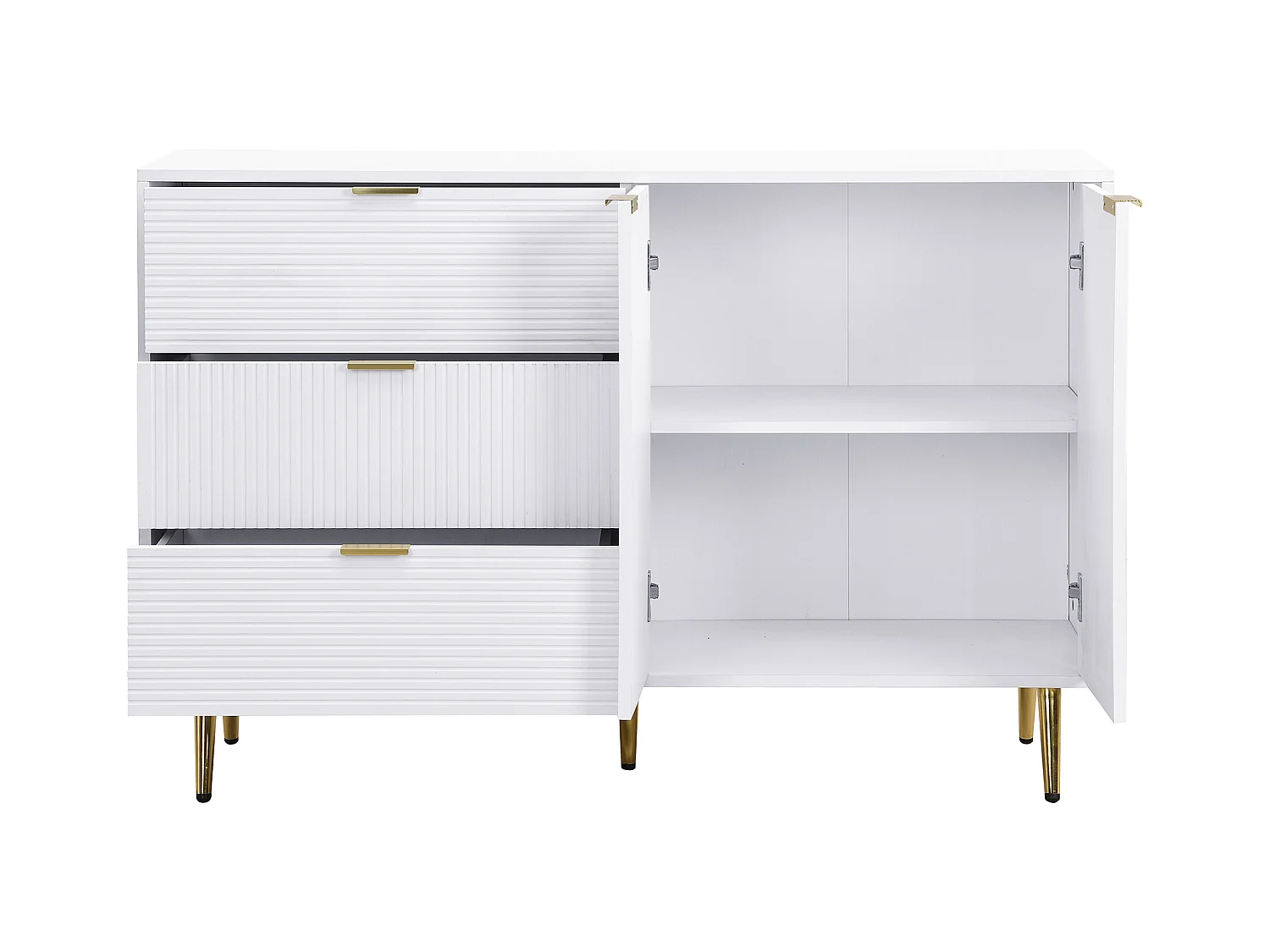 Aparador moderno - 2 puertas y 3 cajones - Blanco