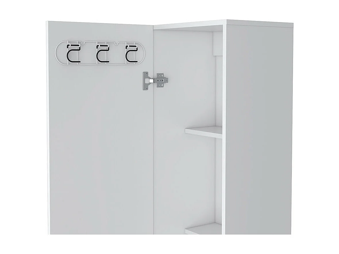 Colonne de salle de bain Vintro en mélamine avec 4 étagères et 1 porte , blanc , 180 cm X 40 cm X 31.3 cm