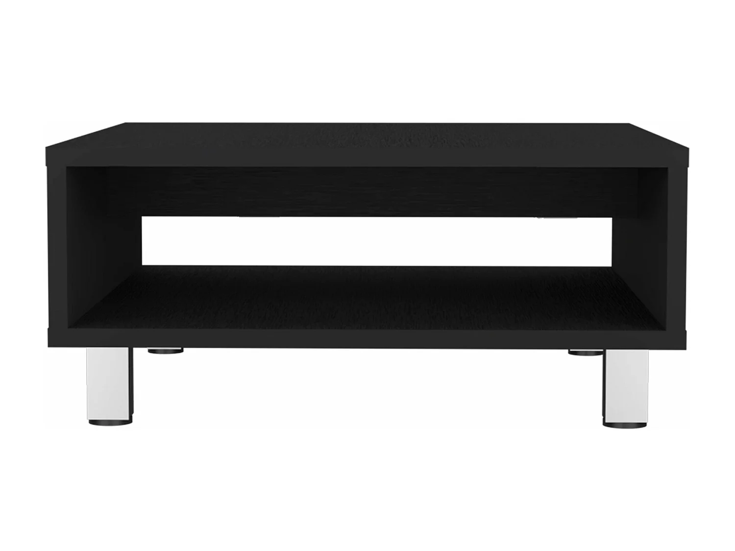 Tavolino Eclipse in melamina con ripiani inferiori e 4 gambe, nero , 26.9 cm X 60 cm X 60 cm