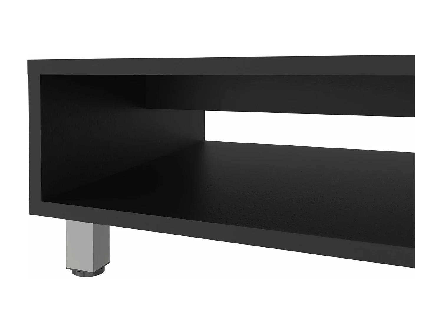 Tavolino Eclipse in melamina con ripiani inferiori e 4 gambe, nero , 26.9 cm X 60 cm X 60 cm