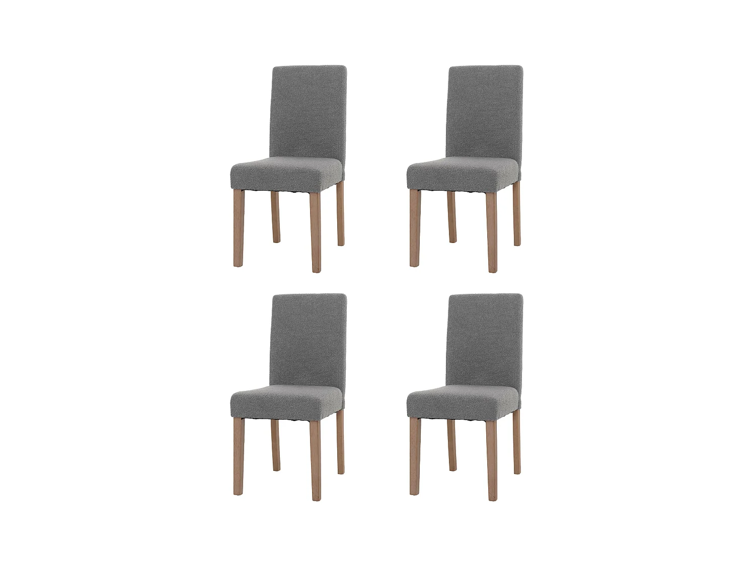 Eetkamerstoel Littau Bouclé (set van 4),  grijs, naturelkleurige poten
