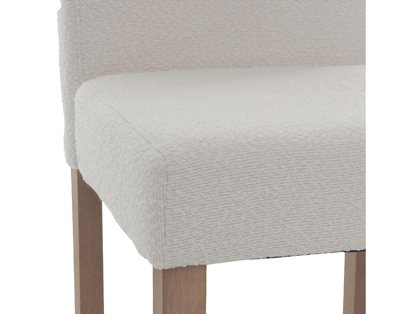 Eetkamerstoel Littau Bouclé (set van 4),  crème, naturelkleurige poten