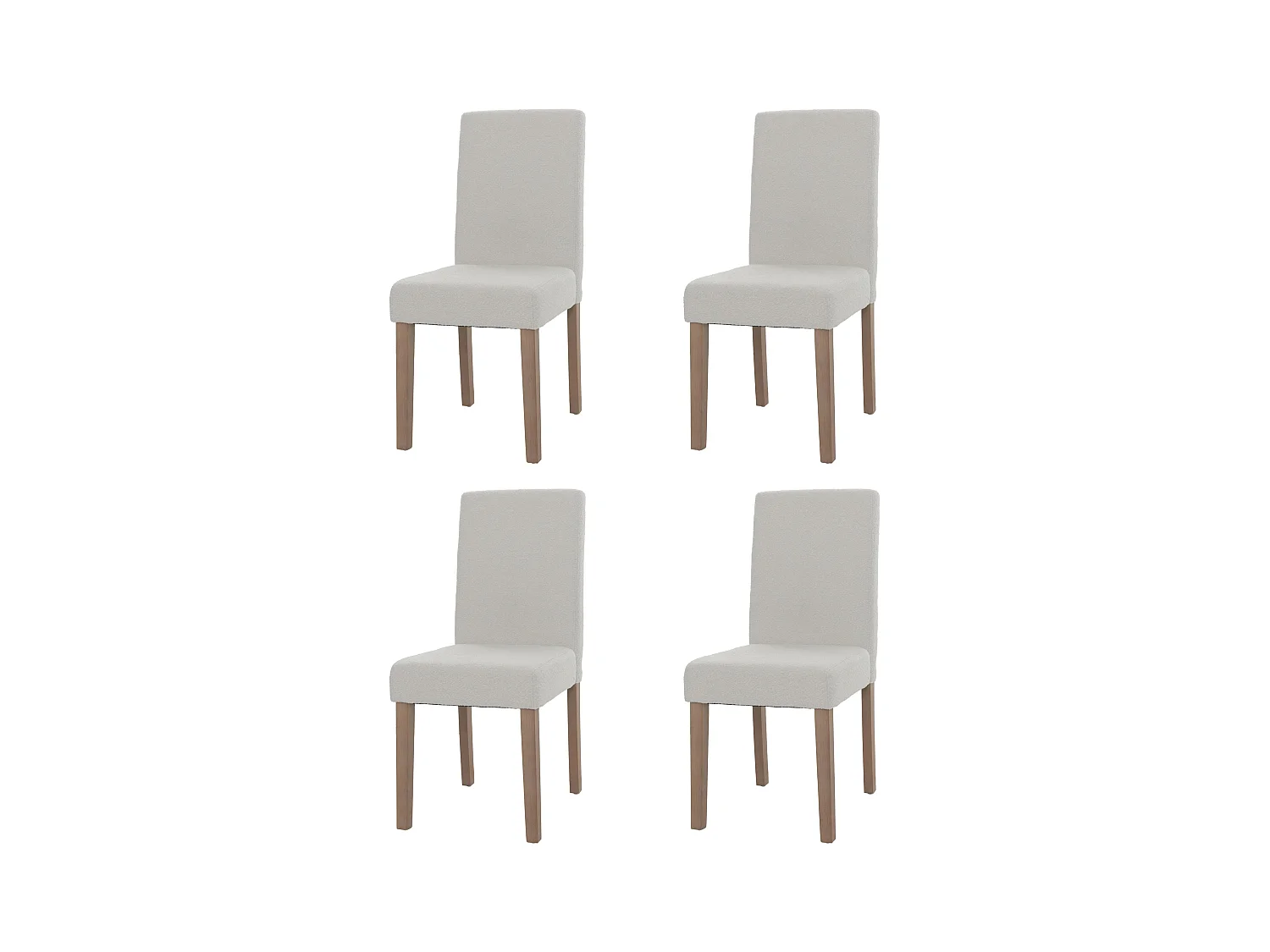 Chaise de salle à manger Littau Bouclé (lot de 4),  crème, pieds couleur naturelle
