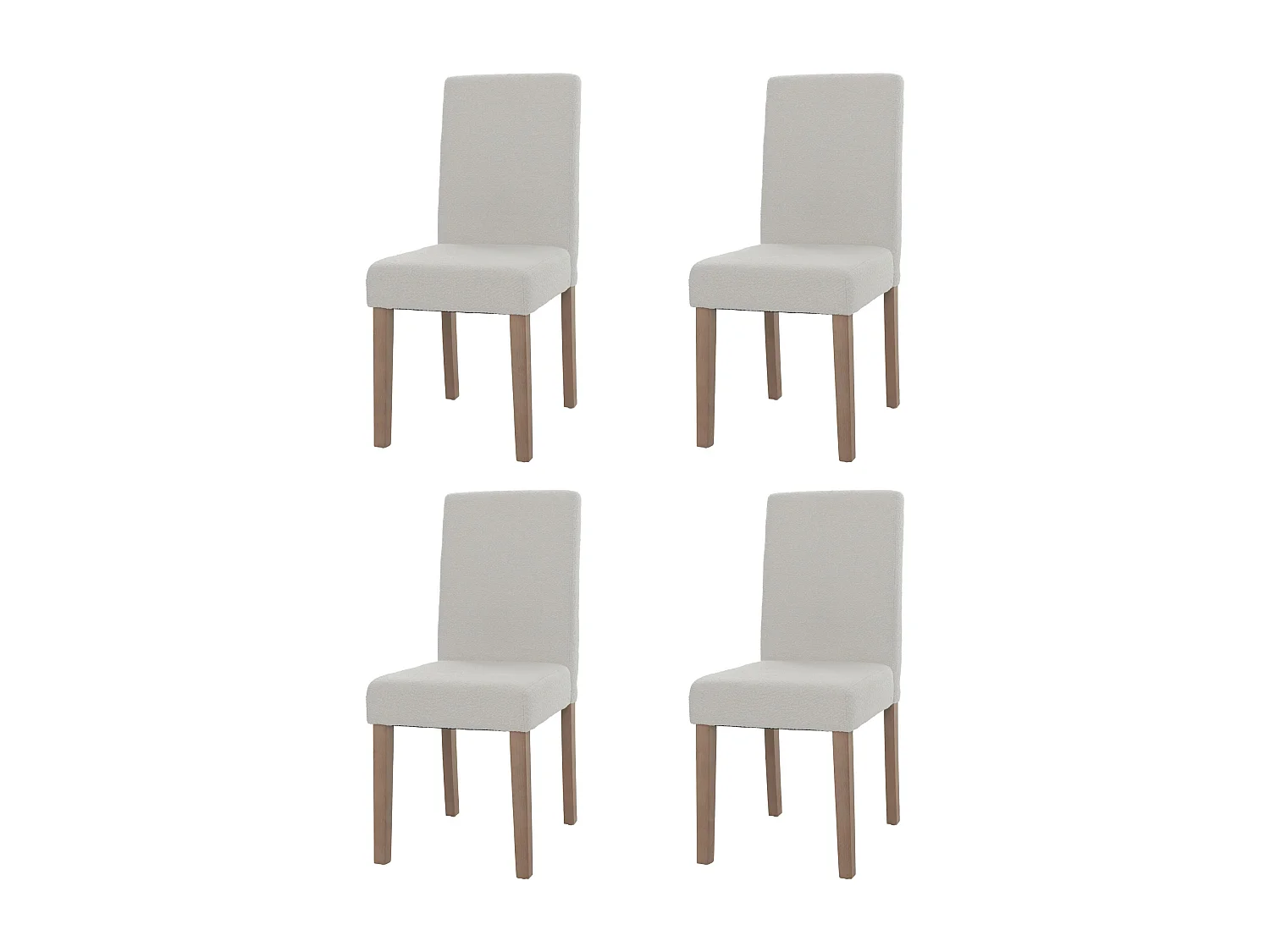 Chaise de salle à manger Littau Bouclé (lot de 4),  crème, pieds couleur naturelle