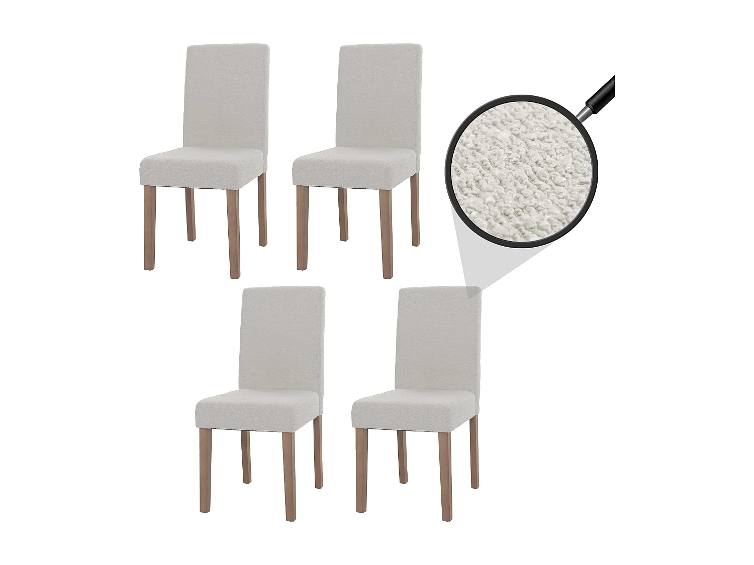 Chaise de salle à manger Littau Bouclé (lot de 4),  crème, pieds couleur naturelle
