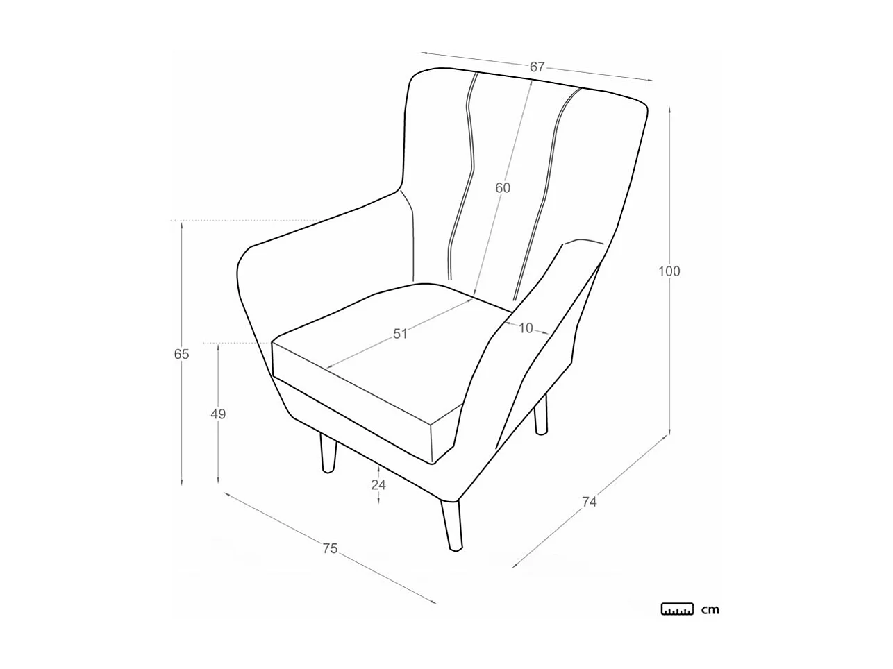 Fauteuil effet bois Beige 75x100