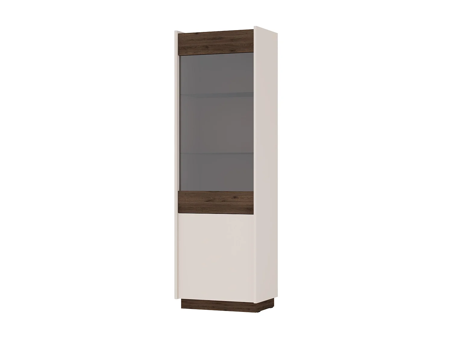 Vitrine haute à 2 portes - 60 cm - beige / noyer okapi - KOBBE