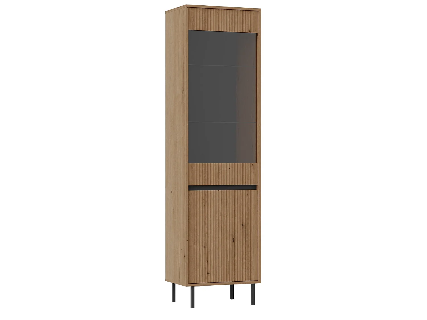Vitrinekast met 2 deuren en zwarte poten - 56 cm - evoke oak - OSAKA