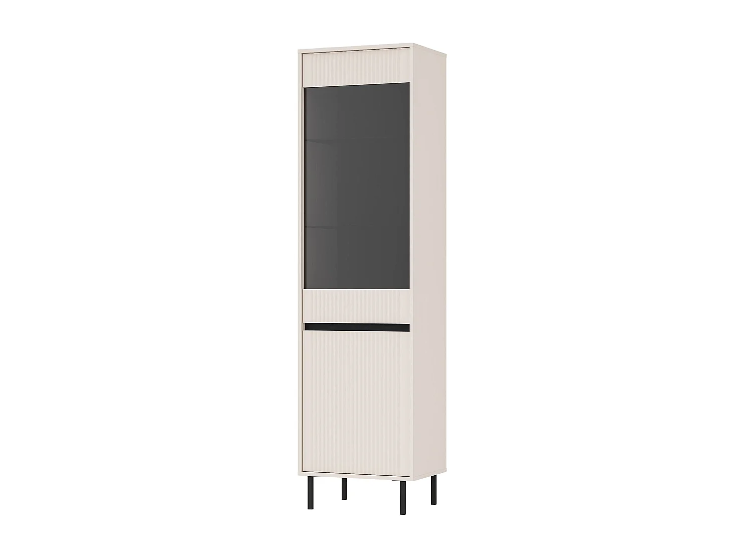 Vitrine 2 portes avec pieds noir - 56cm - Beige - OSAKA