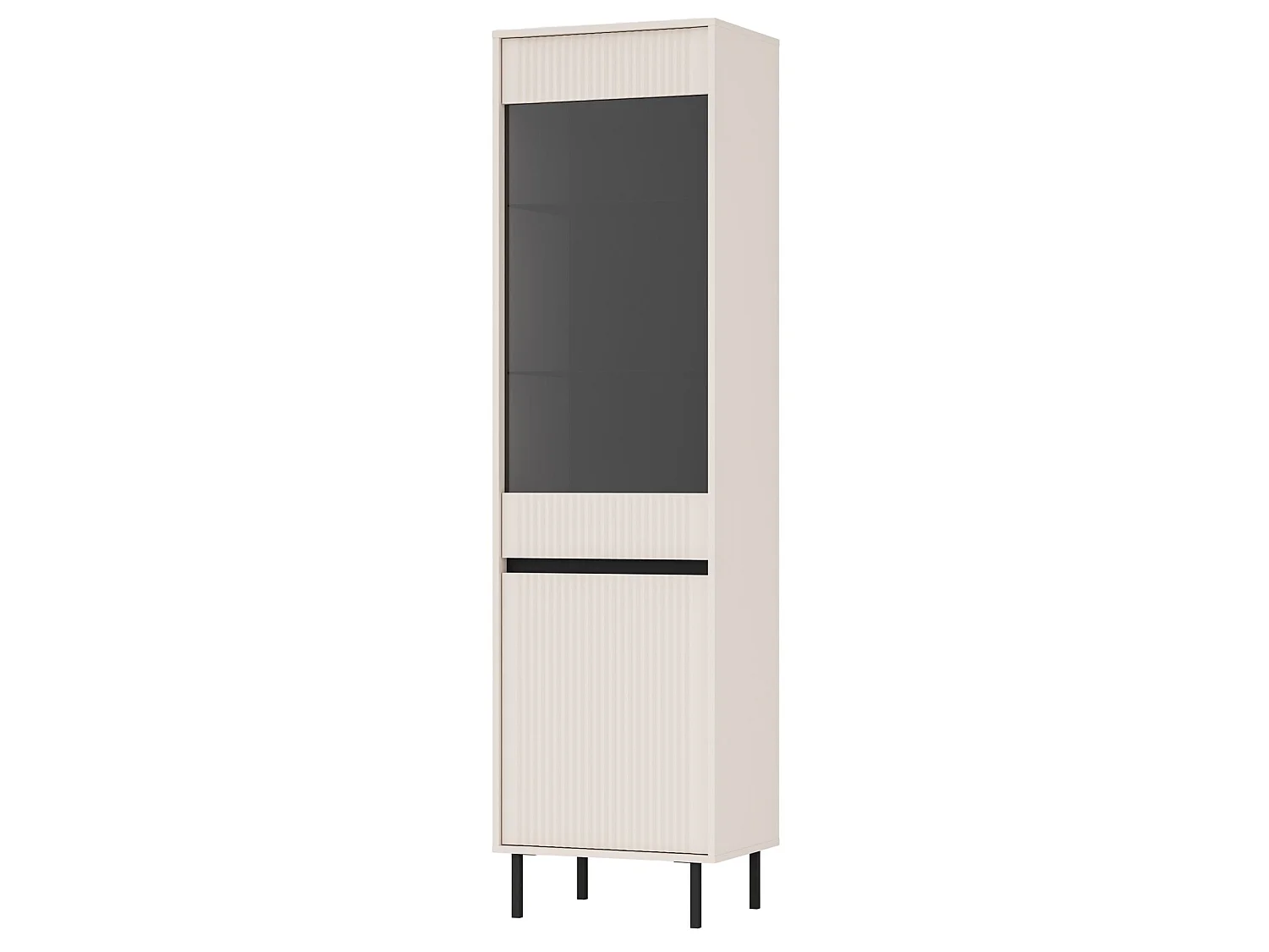 Vitrine 2 portes avec pieds noir - 56cm - Beige - OSAKA