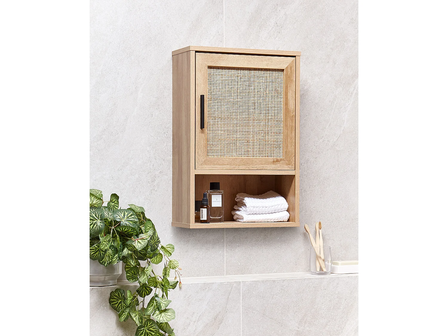 Armoire murale de salle de bains ROSELL 40 cm Marron clair