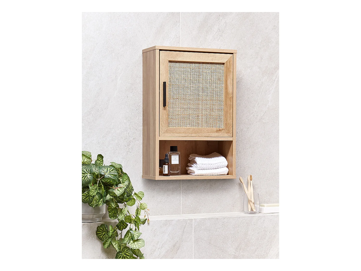 Armoire murale de salle de bains ROSELL 40 cm Marron clair