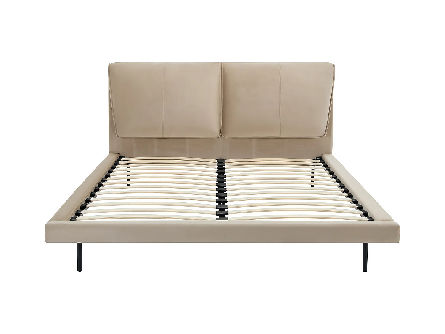 Łóżko 140 x 190 cm - Welur - Taupe + Materac - IBEDIA