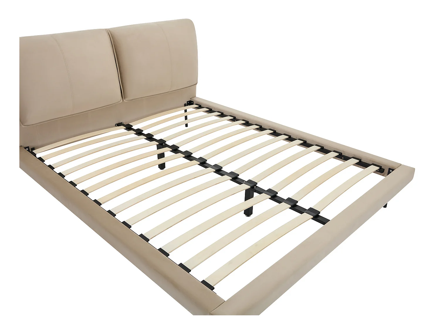 Łóżko 140 x 190 cm - Welur - Taupe + Materac - IBEDIA