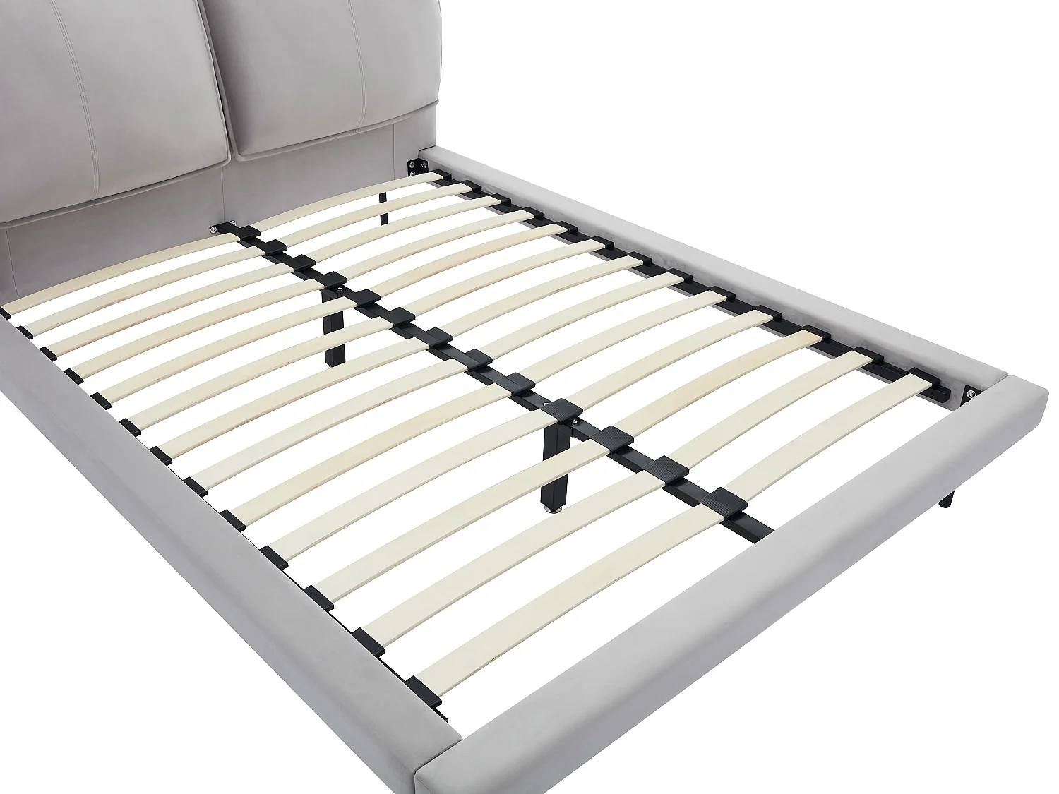 Cama 140 x 190 cm veludo cinza + colchão - IBEDIA