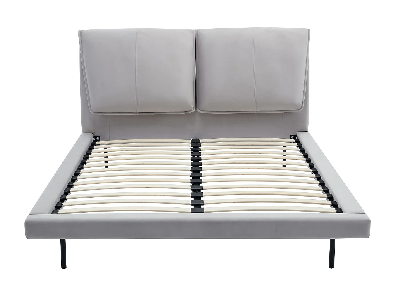 Bett 140 x 190 cm + Matratze - Samt- Grau - IBEDIA