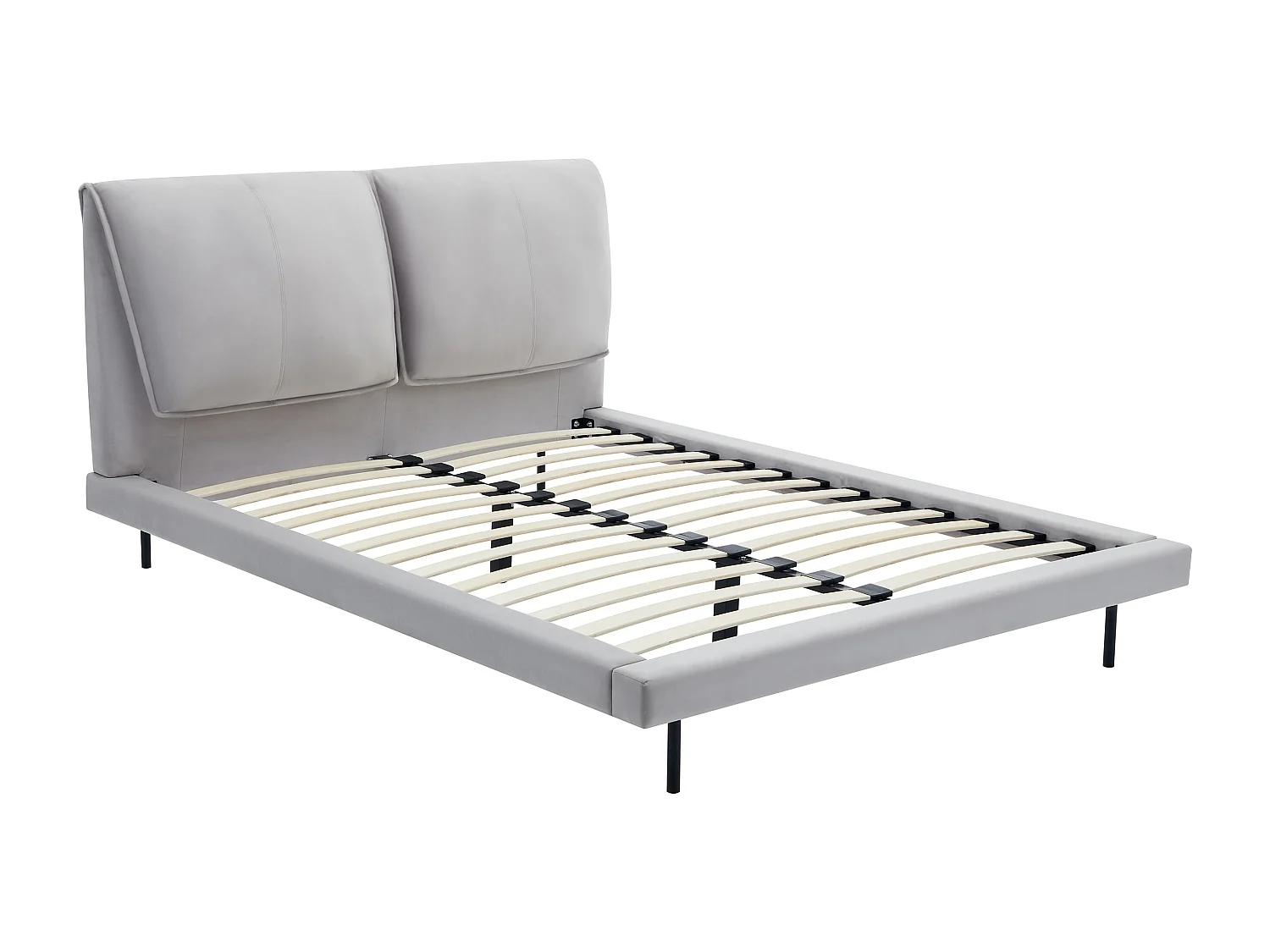 Bett 160 x 200 cm + Matratze - Samt- Grau - IBEDIA