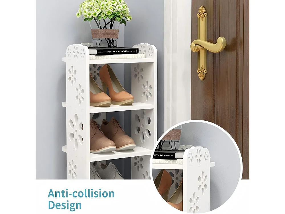 Meuble à Chaussures 6 Niveaux en Bois Plastique,Étagère de Rangement à Chaussures,26x25x81CM,Blanc