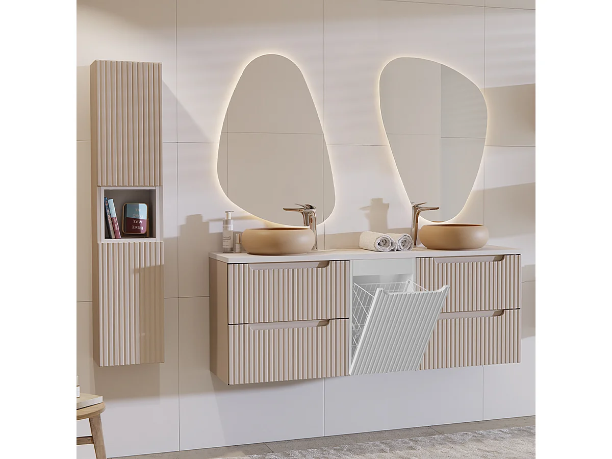 Set di mobili da bagno doppio lavabo Riva cachemire 160cm