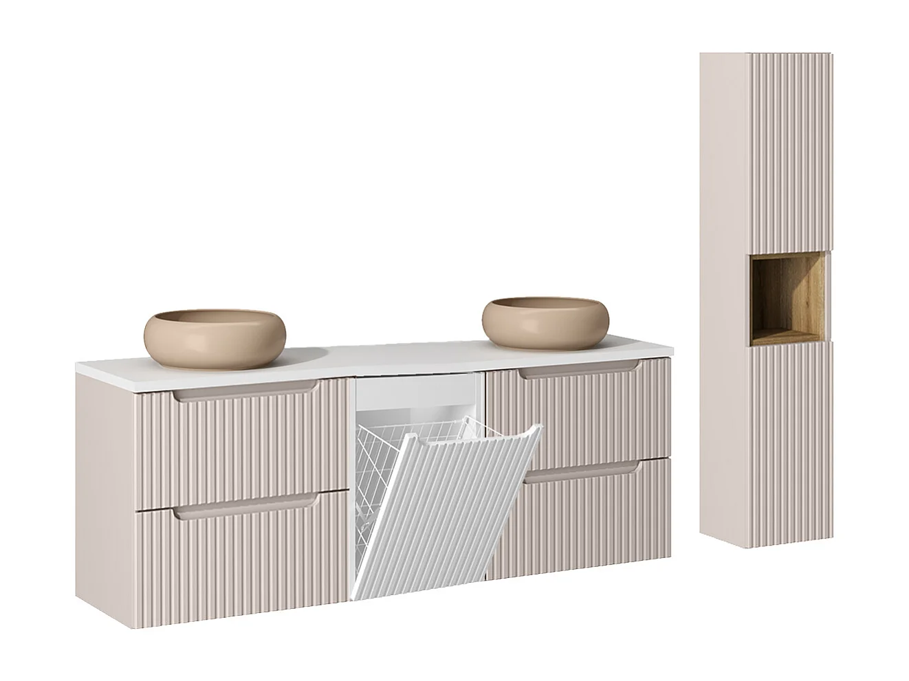 Set di mobili da bagno doppio lavabo Riva cachemire 160cm