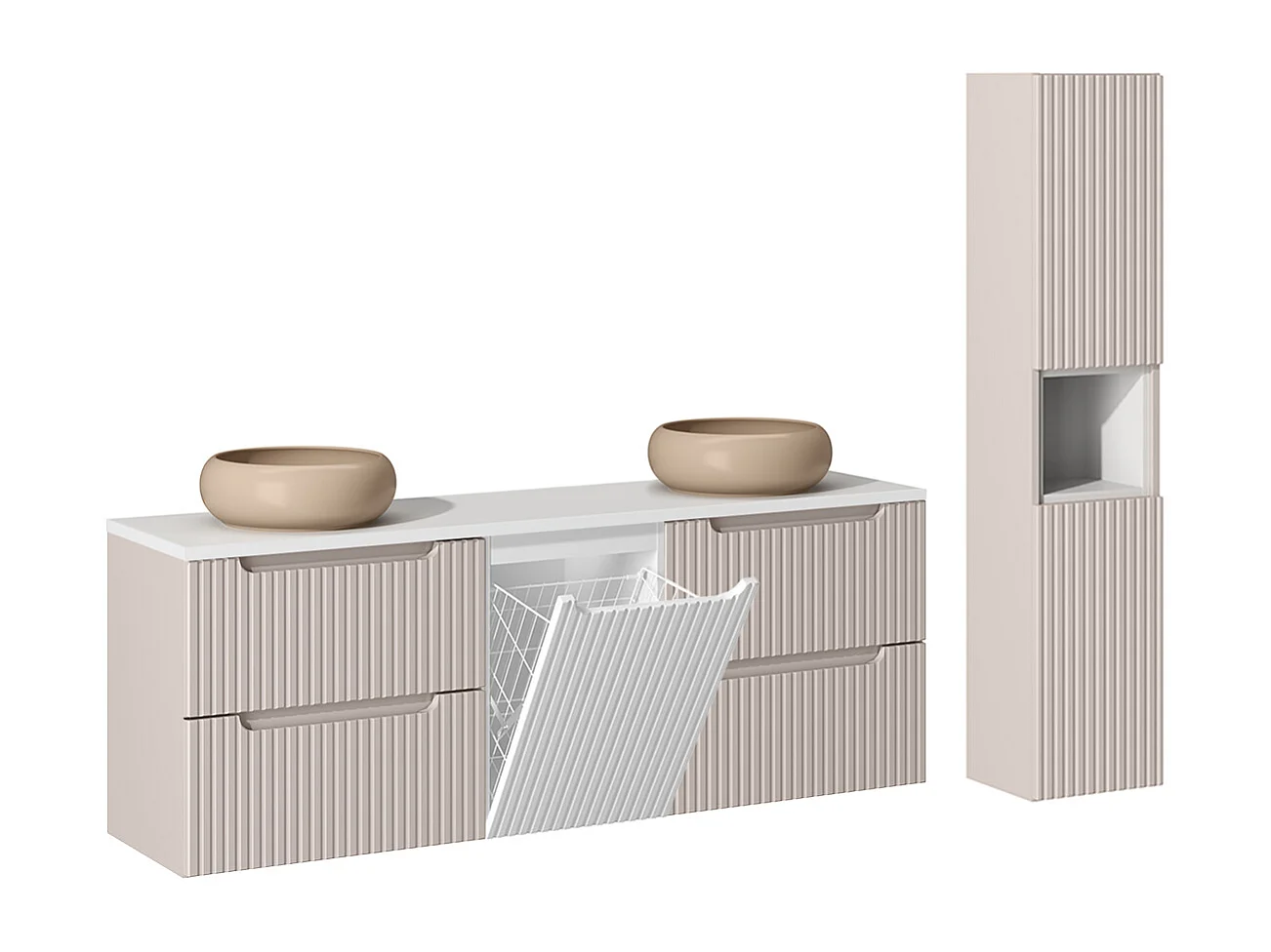 Set di mobili da bagno doppio lavabo Riva cachemire 160cm