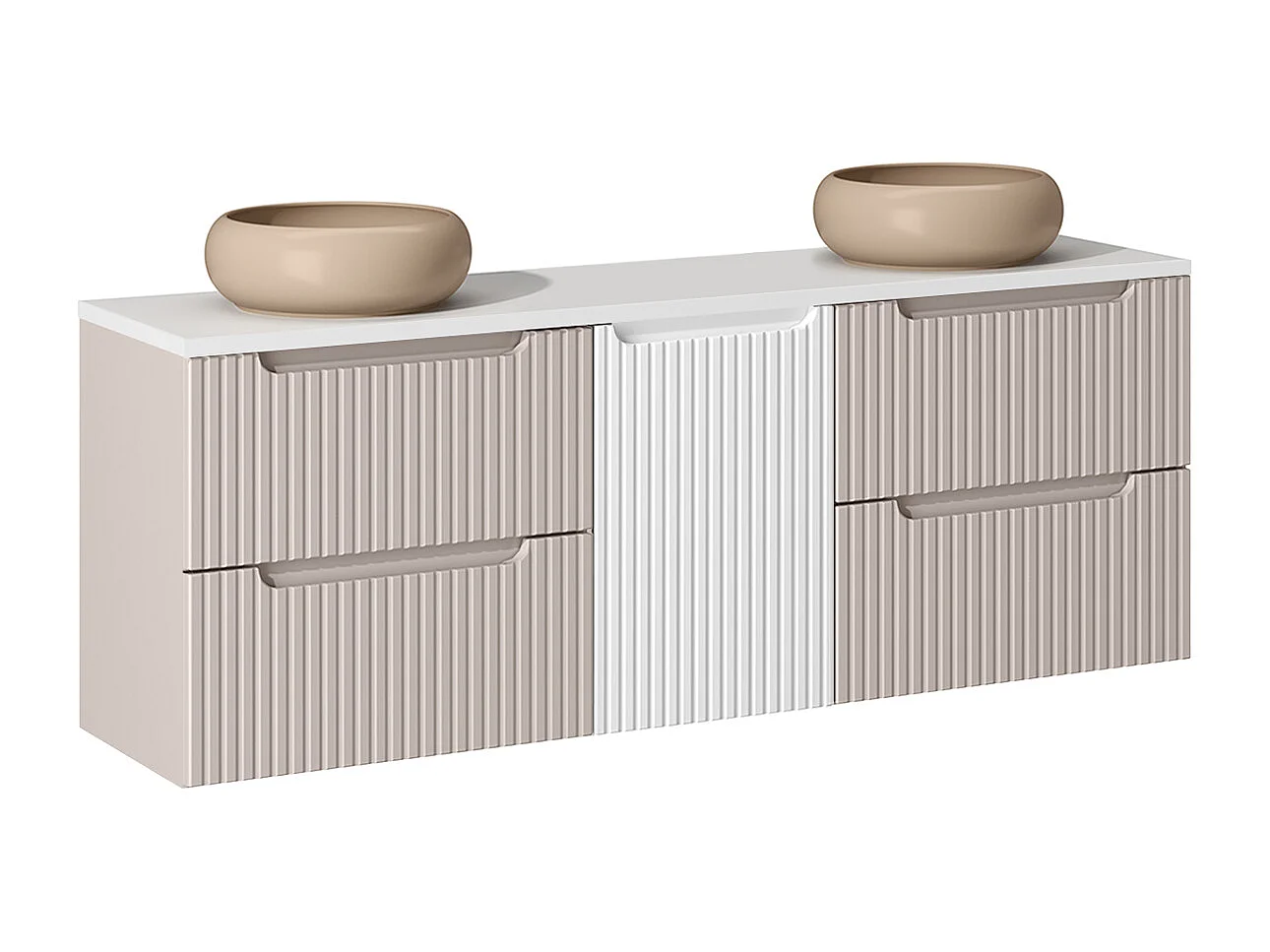 Set di mobili da bagno doppio lavabo Riva cachemire 160cm
