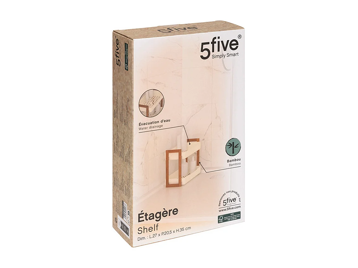 Étagère de Douche 2 Niveaux "Natureo" 35cm Blanc