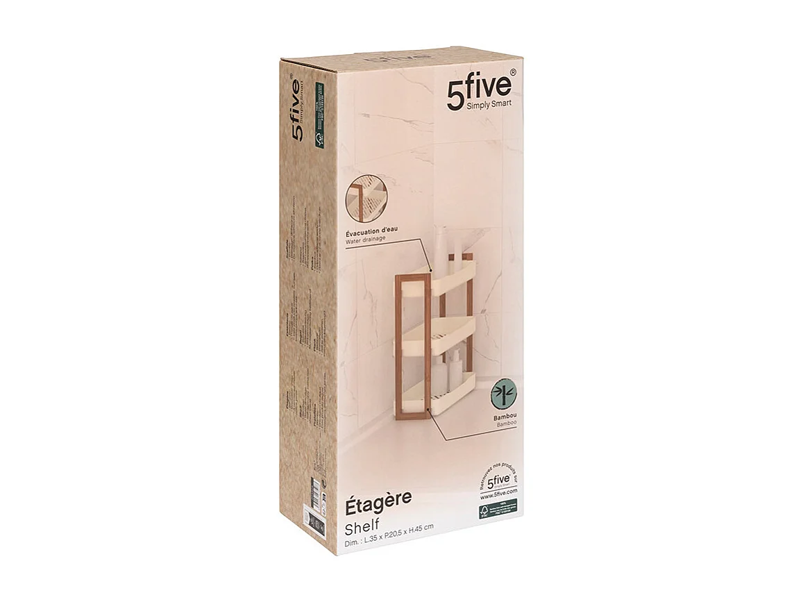 Étagère de Douche 3 Niveaux "Natureo" 45cm Blanc