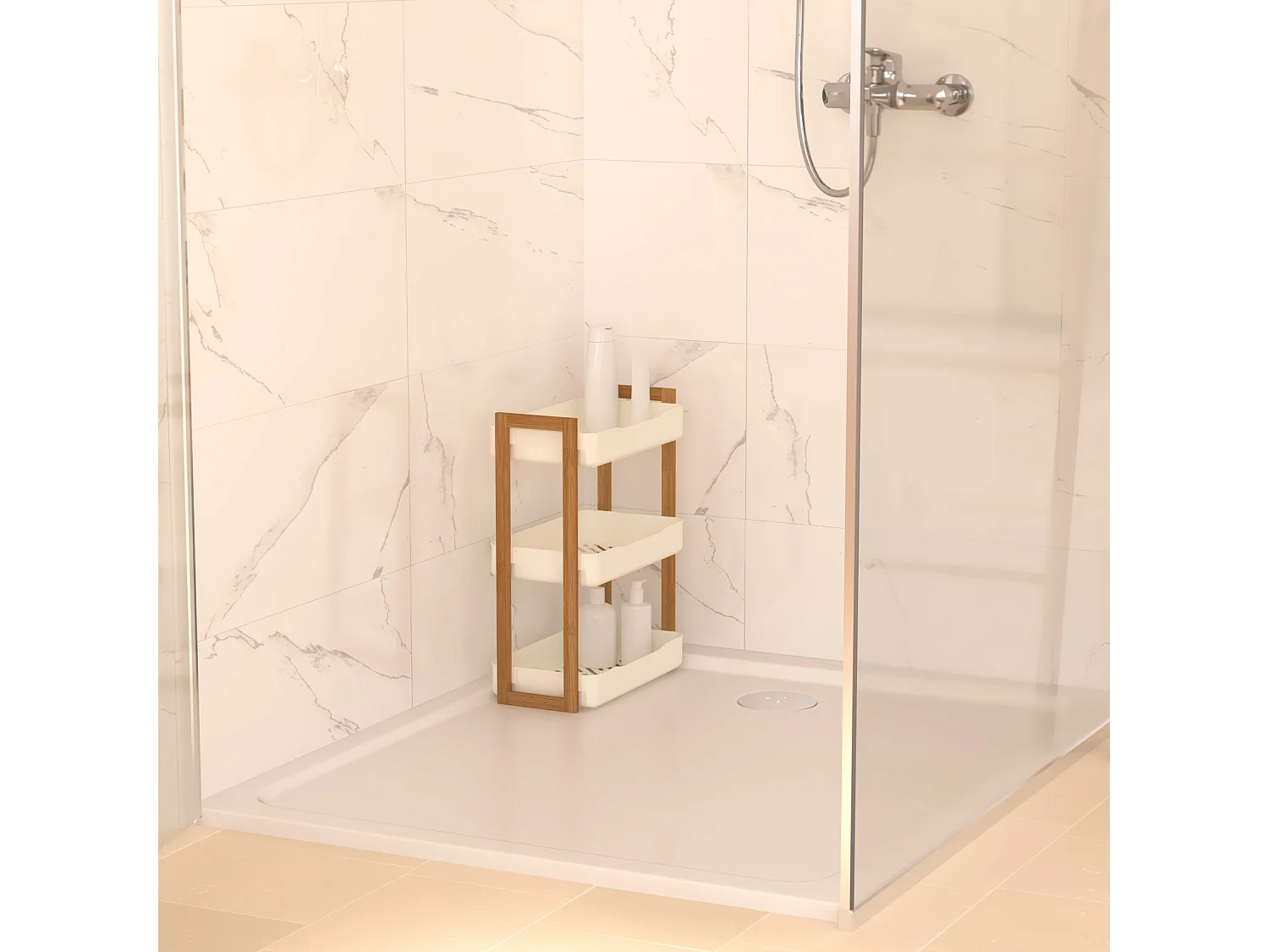 Étagère de Douche 3 Niveaux "Natureo" 45cm Blanc