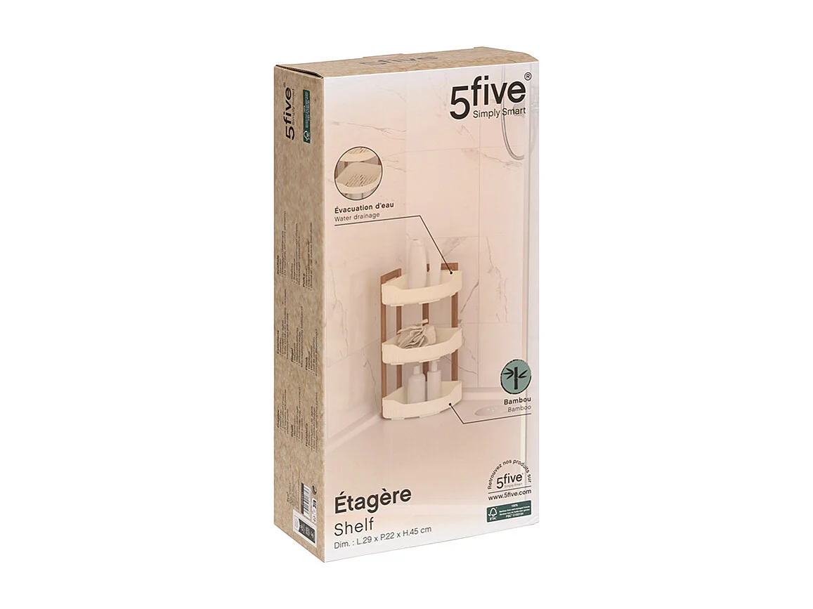 Étagère d'Angle de Douche 3 Niveaux "Natureo" 45cm Blanc