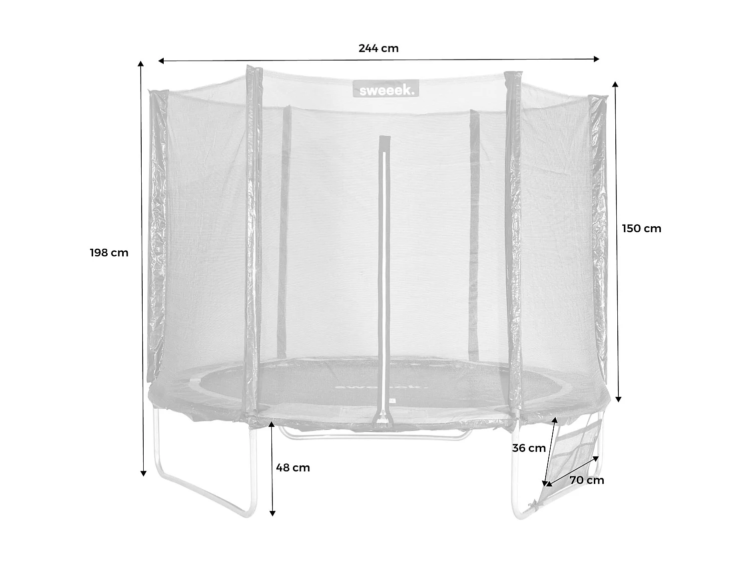 Trampolino 250cm con confezione di accessori, verde