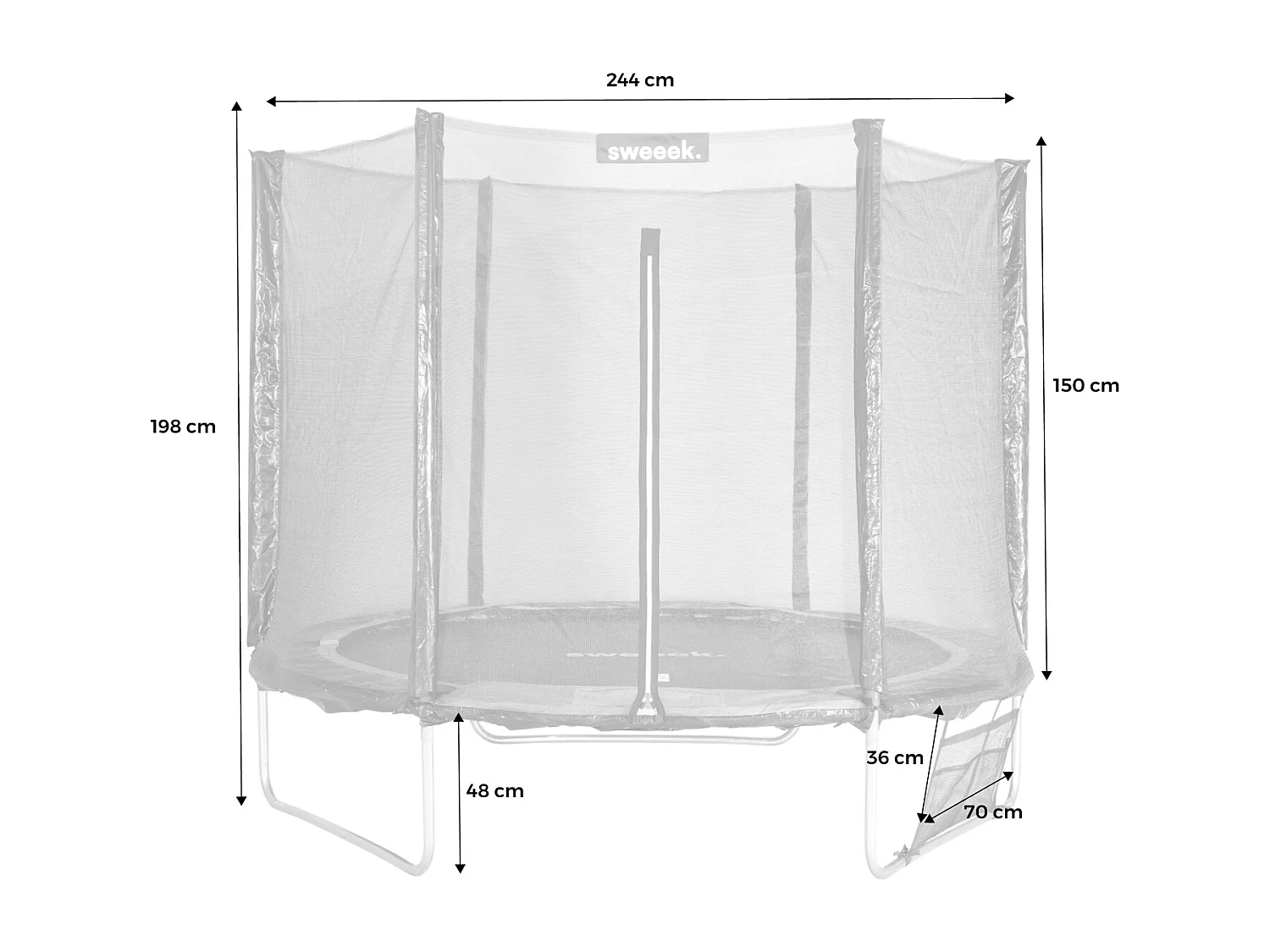 Trampolino 250cm con confezione di accessori, verde