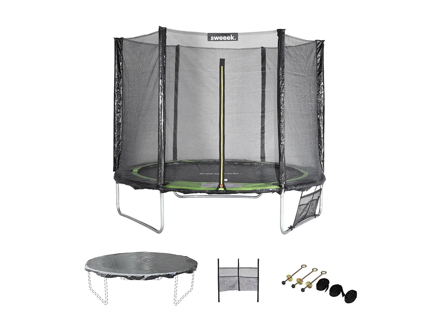 Trampolino 250cm con confezione di accessori, verde