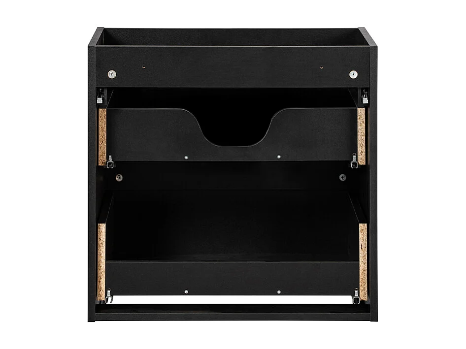 Meuble double vasque 160cm panier à linge Riva Noir et Bois