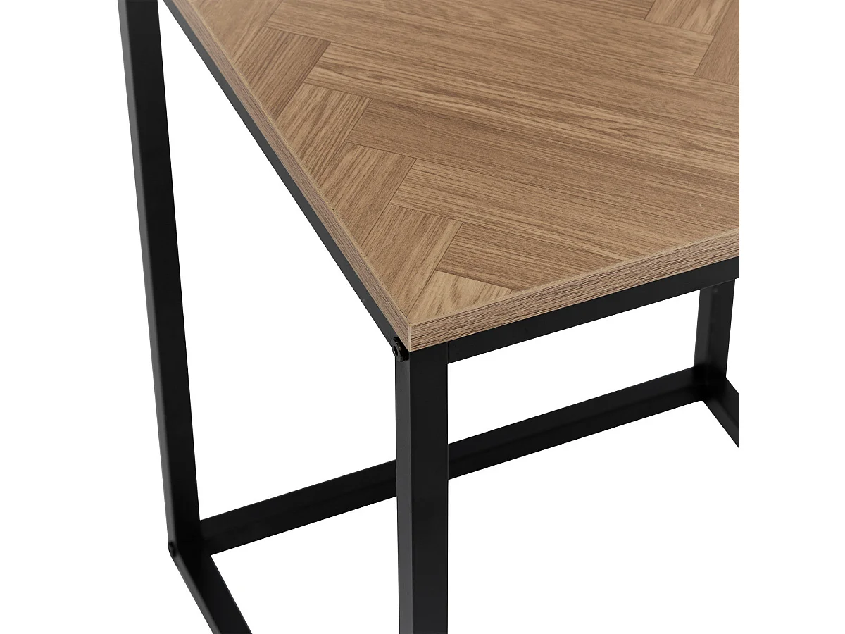 Table d'Appoint Bout de Canapé "Chevrons" 50cm Naturel & Noir