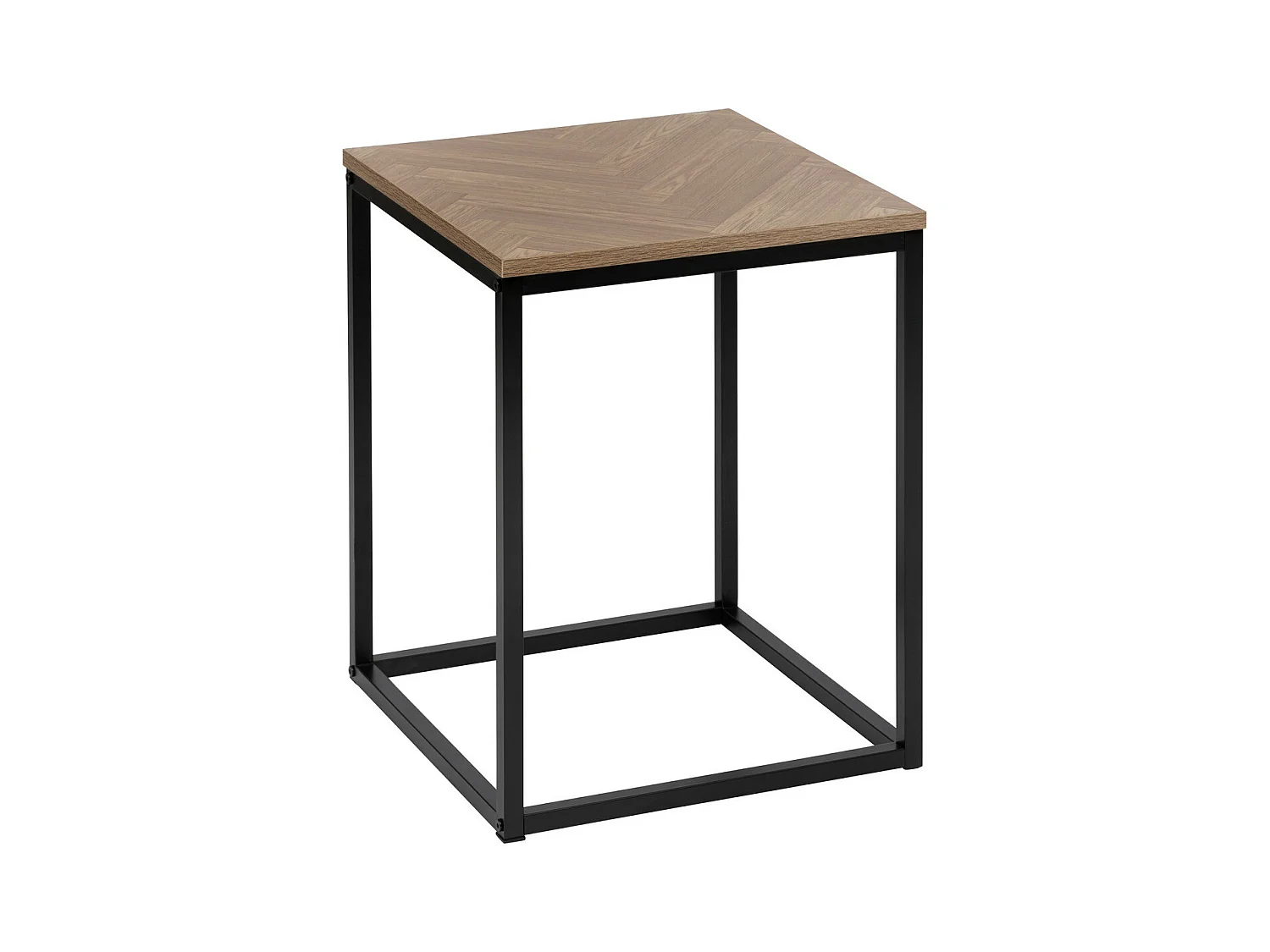 Table d'Appoint Bout de Canapé "Chevrons" 50cm Naturel & Noir