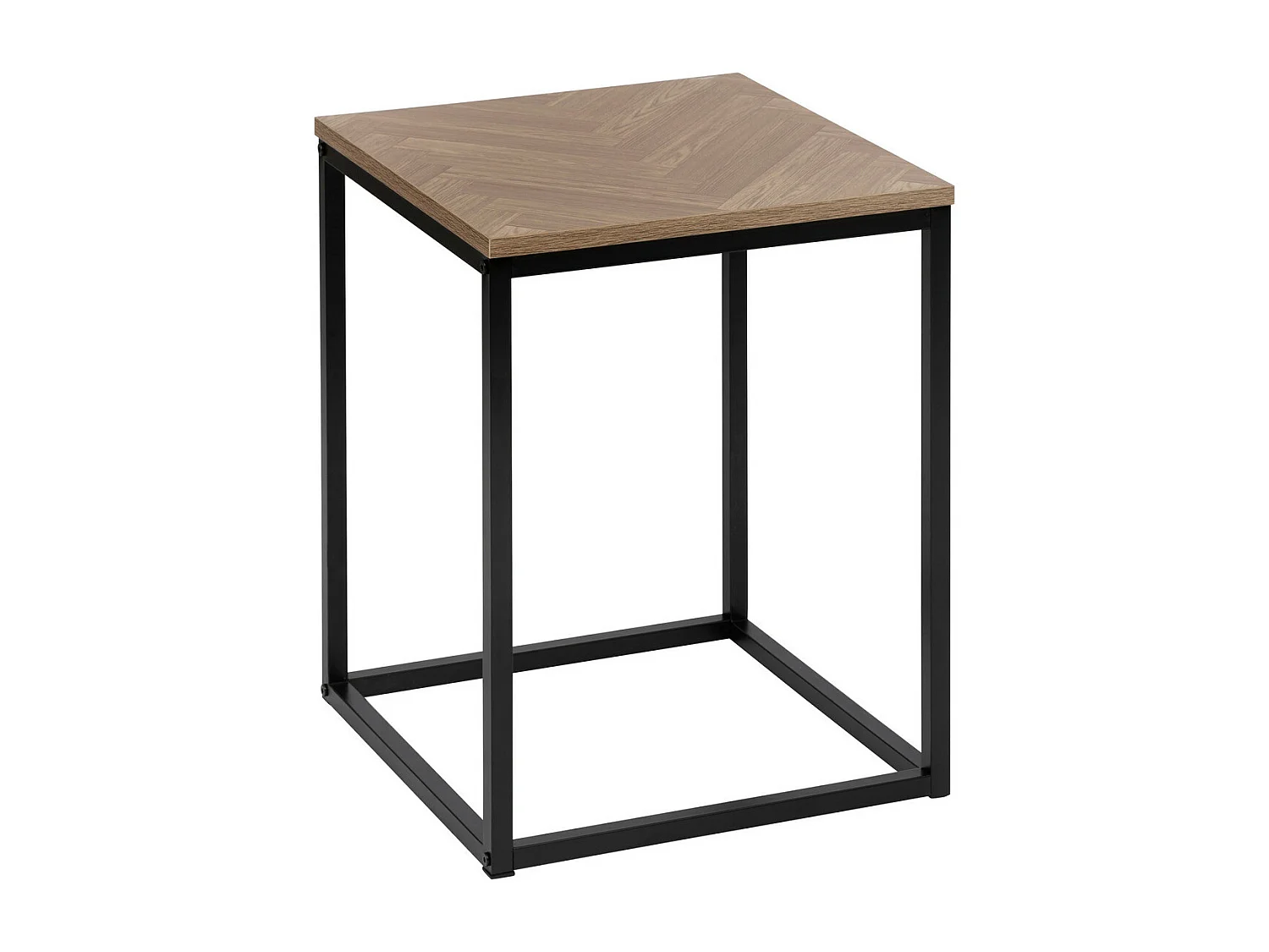 Table d'Appoint Bout de Canapé "Chevrons" 50cm Naturel & Noir
