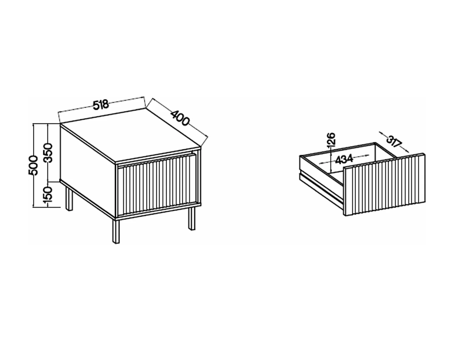 Nachttisch mit Schublade - Eichenholzoptik Evoke - 52 cm - OSAKA