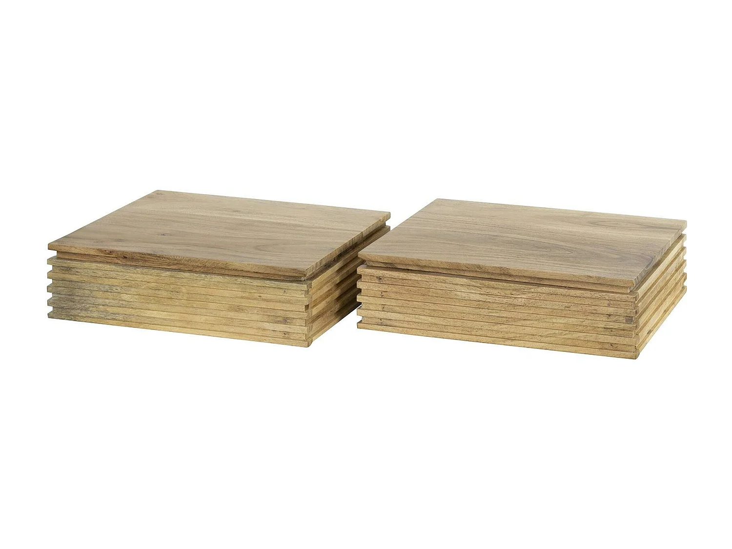 Table de chevet murale en bois d'acacia avec stries (lot de 2) MELBOURNE