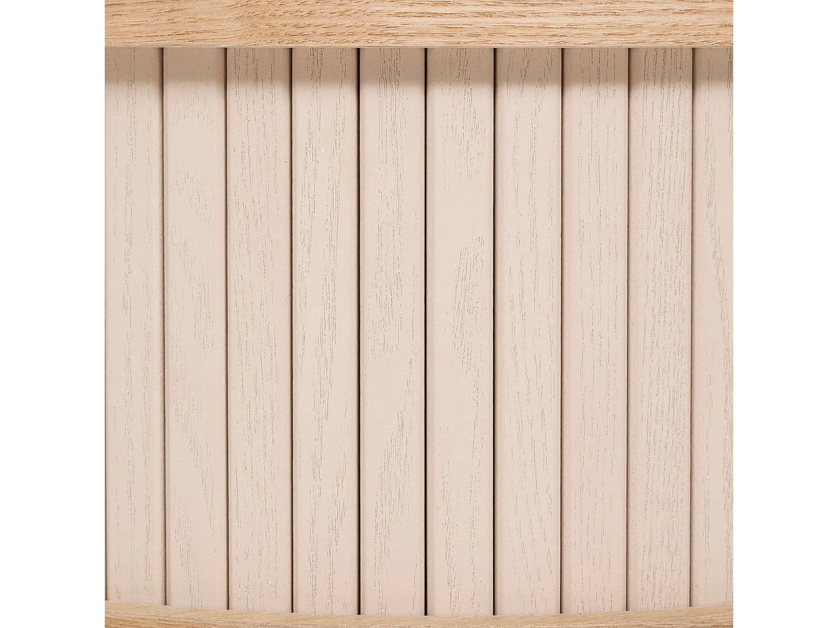 Table d'appoint Table de chevet 2 portes effet lattes Beige crème  H 54 cm