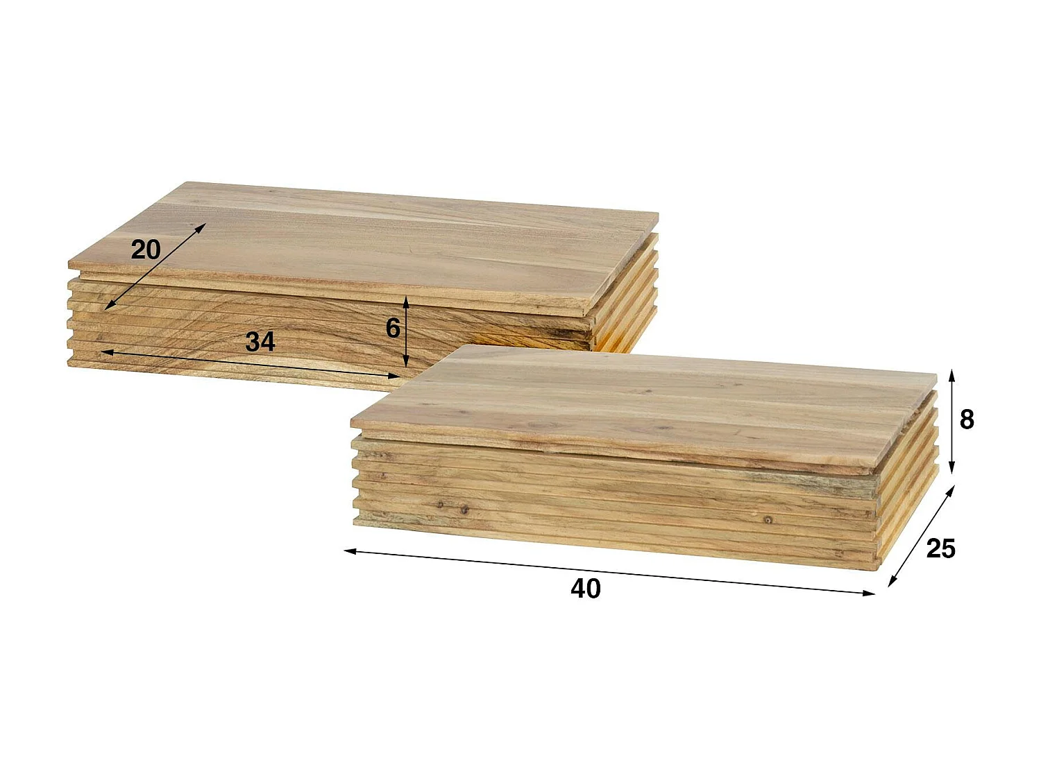 Table de chevet murale en bois d'acacia avec stries 40 cm (lot de 2) MELBOURNE