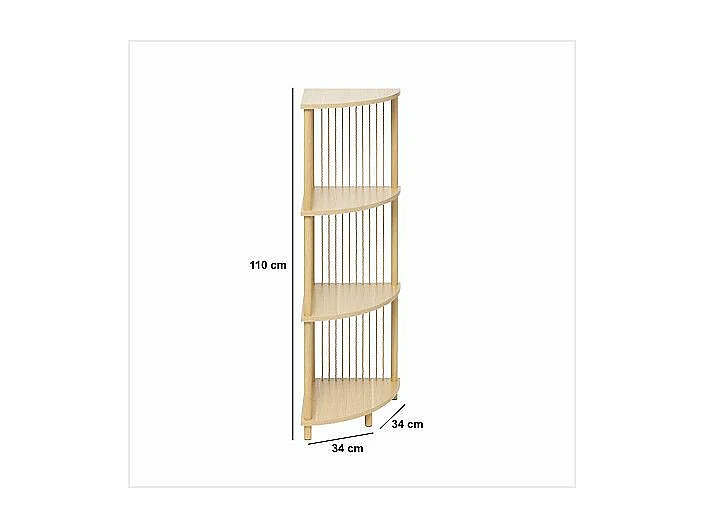 Meuble Etagère d'angle en bois et acier 4 niveaux Beige H 110 cm