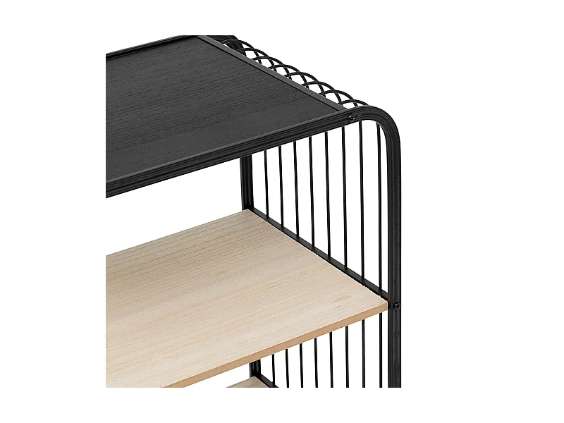 Étagère à Roulettes 3 Niveaux "Bert" 74cm Noir