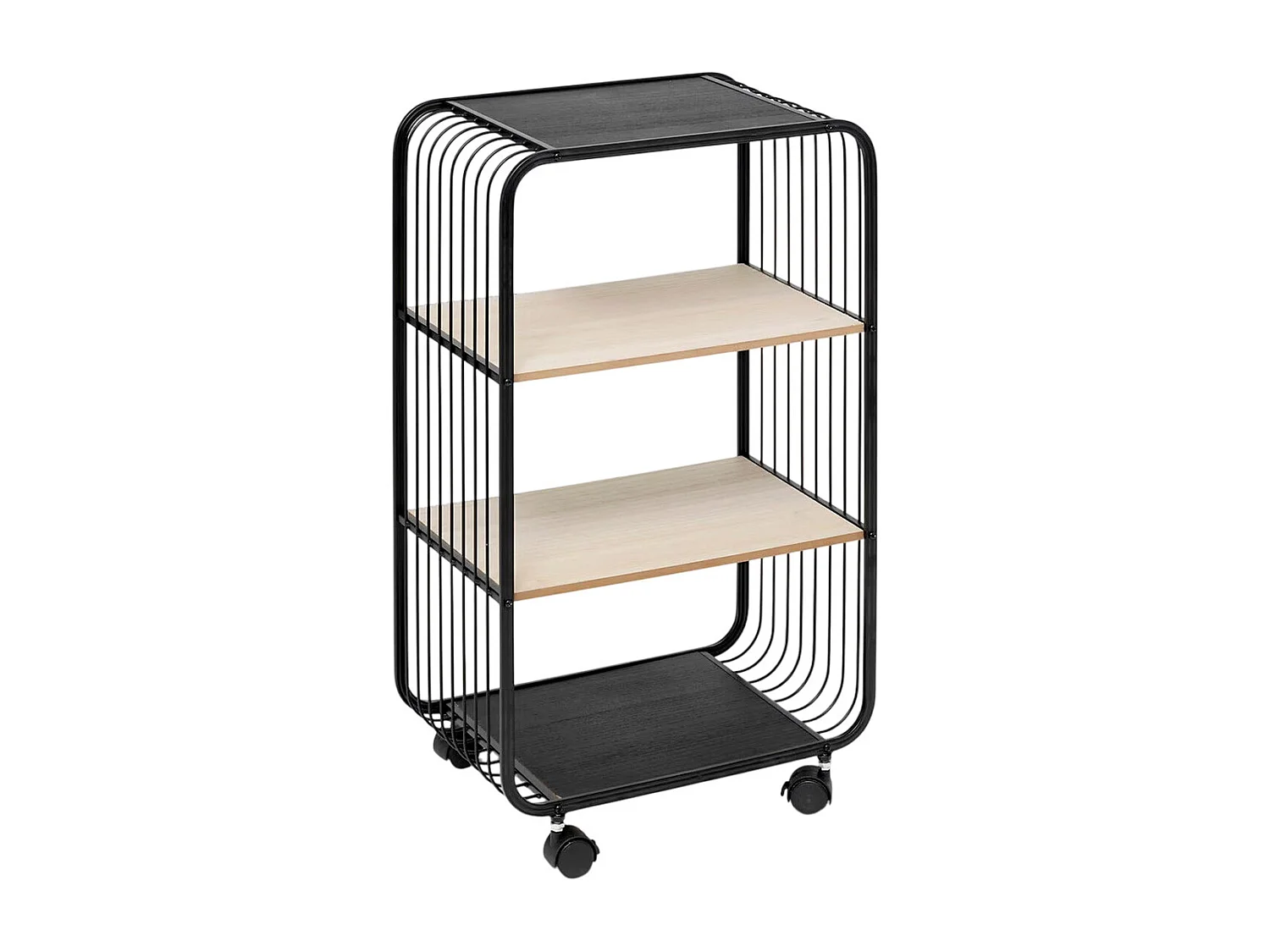 Étagère à Roulettes 3 Niveaux "Bert" 74cm Noir